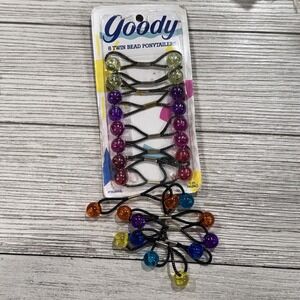 1989 Goody 14 Twin Bead Ponytailers Elastic Hair Ties Knockers Multicolored